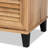 Shoe Cabinet With Slatted Wood Doors And Round Knobs, Engineered Wood Construction, 4 Shelves For 12 Pairs Of Shoes, Tapered Legs