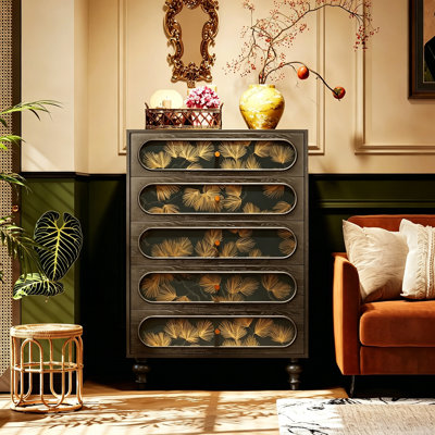 Pine Needle Pattern 5-Drawer Storage Cabinet