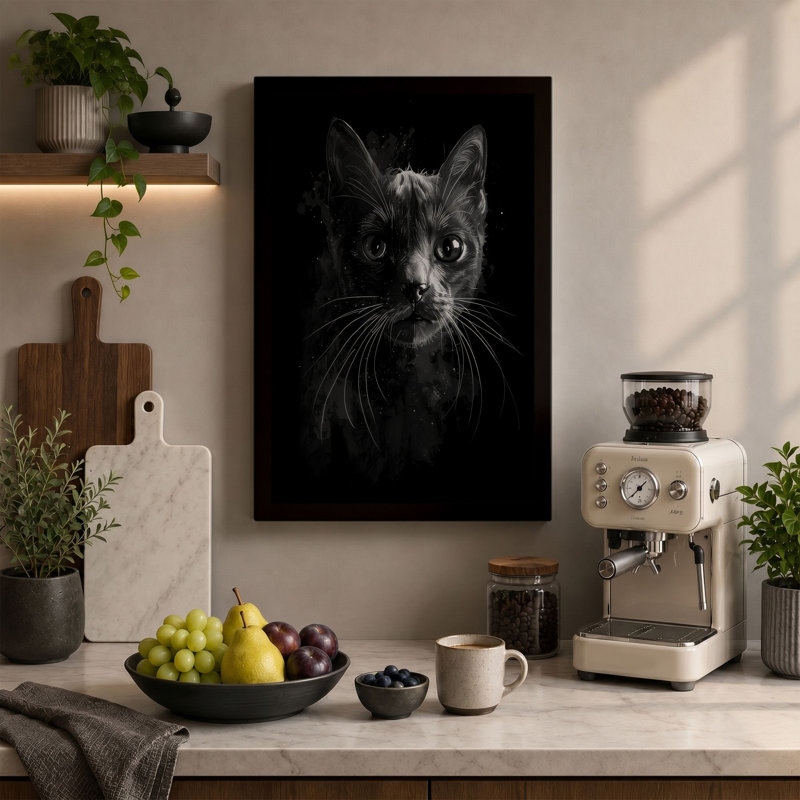 Cat's Luminous Gaze Modern - Wrapped Canvas, 18x12 - 45.7 x 30.5 cm, White Border