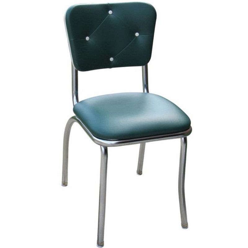 Retro Home Upholstered Tufted Back Dining Chair, Green
