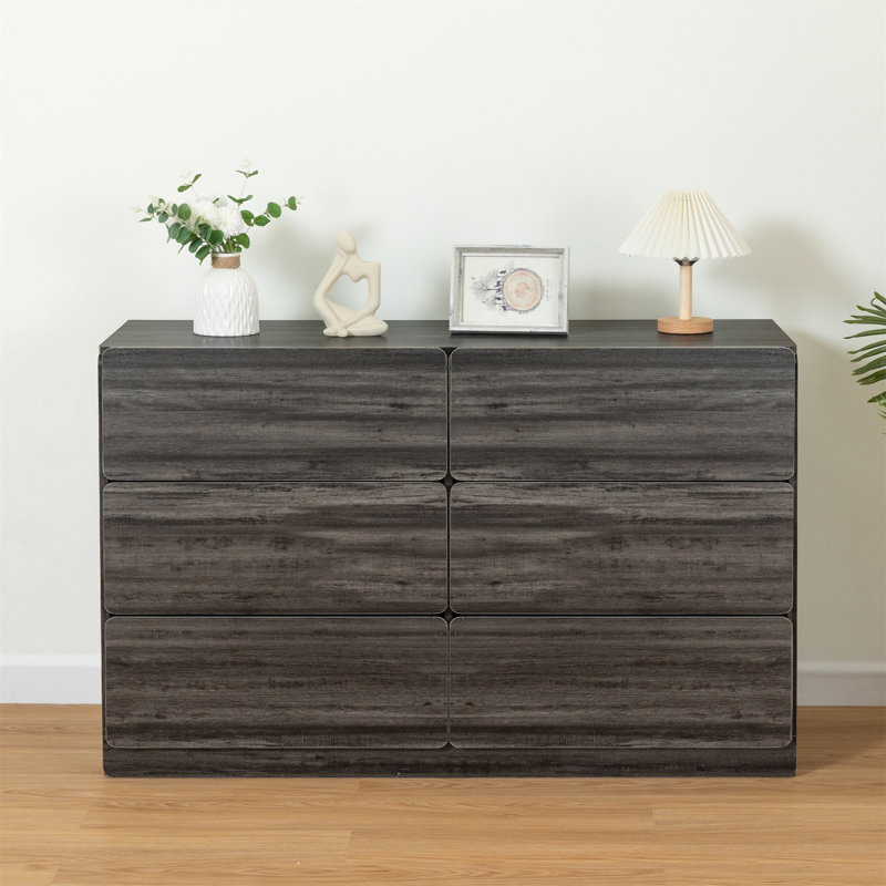 Makaay 6 - Drawer Dresser,Sideboard,Bar Cabinet,Buffet Server, Dark Gray