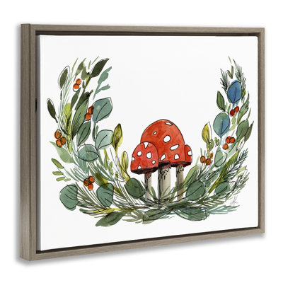 Mushrooms & Greens Framed Floater Canvas Wall Art by Alexandria Gilbert Kincaid