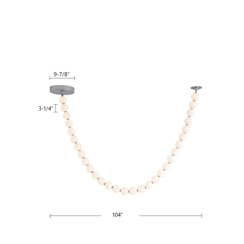 Akoya Chrome LED Pendant, 104" H x 3.25" W x 3.25" D