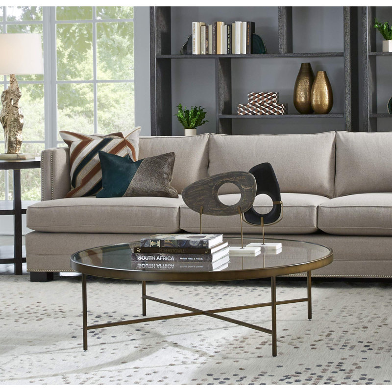 Vienna Large Round Coffee Table - Glass Top, Brushed Brass