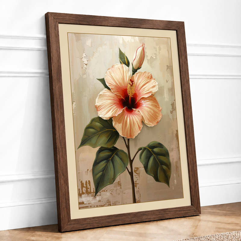 Hibiscus Study Botanical - Framed Print, Walnut, A1 - 84.1 x 59.4 cm
