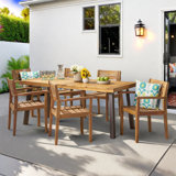 Ricardo 6 - Person Acacia Wood Patio Dining Set with Rectangular Table