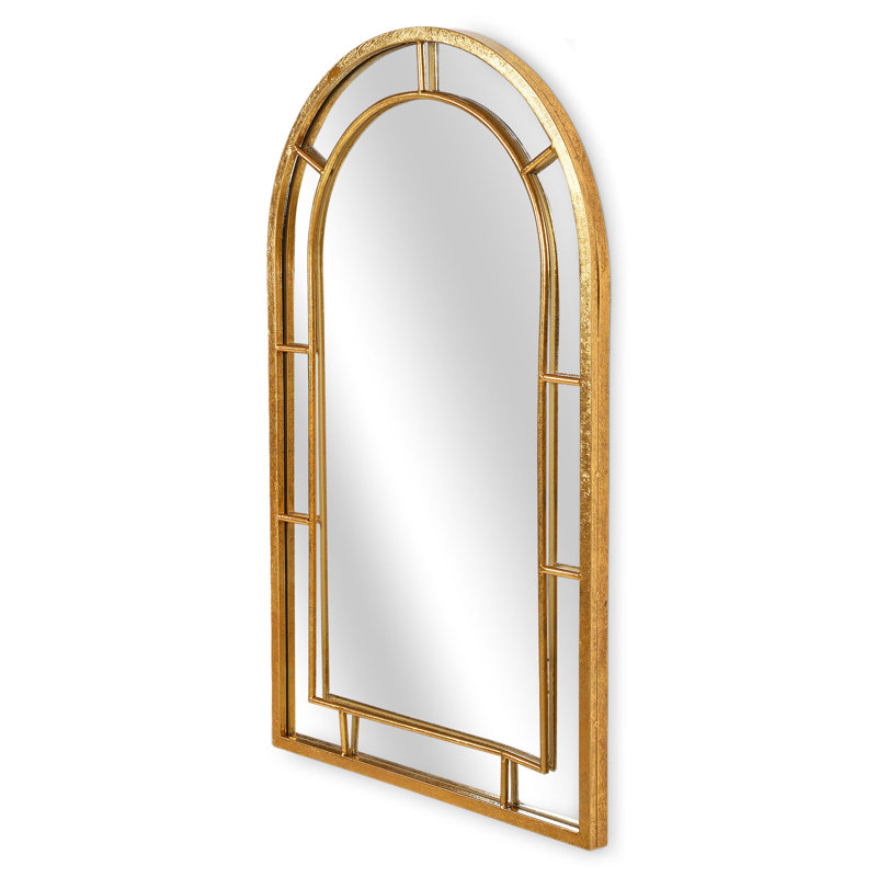 Metal Framed Wall Mounted Accent Mirror in Gold