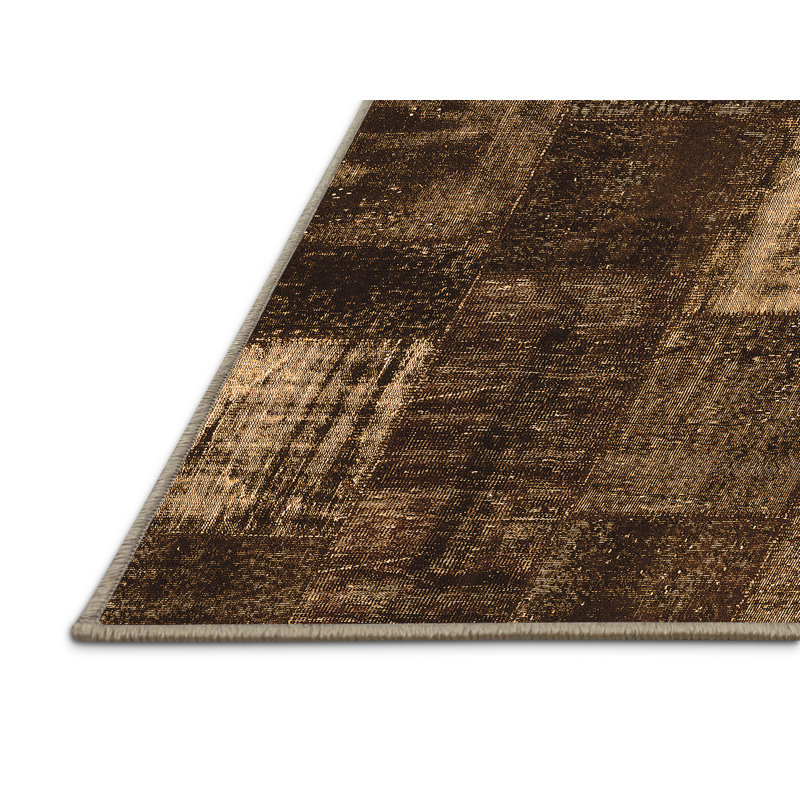 Tapis brun tissé à la machine Mja, Rectangle 8 pi x 12 pi