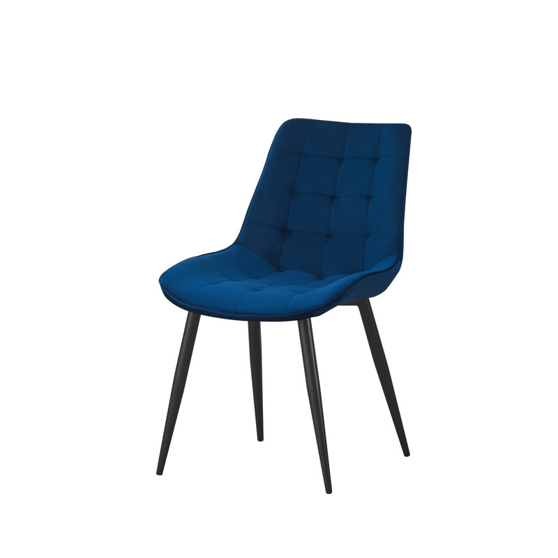 Hindman 46cm H Velvet Upholstered Side Chair in Grey, Navy