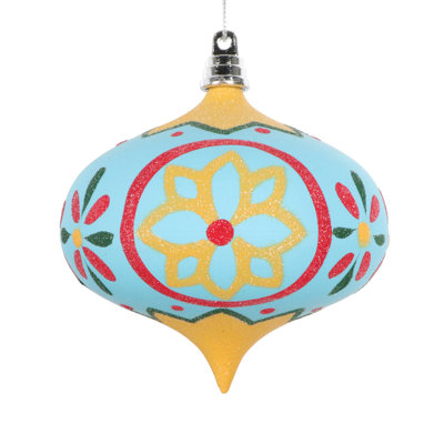 4" Light Blue Hand-Painted Onion Ornament. Includes 3 pieces per bag.