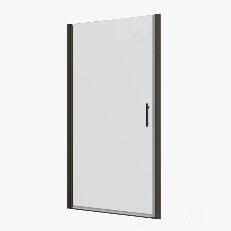 1 3/8" Adjustment,Universal Pivot Shower Door, Open Outside, With 1/4" Tempered Glass Finish 3472, Shower Door, Black