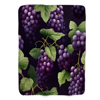 Grape Cluster Delight - jeté Sherpa Bla de qualité supérieure 1 pièce