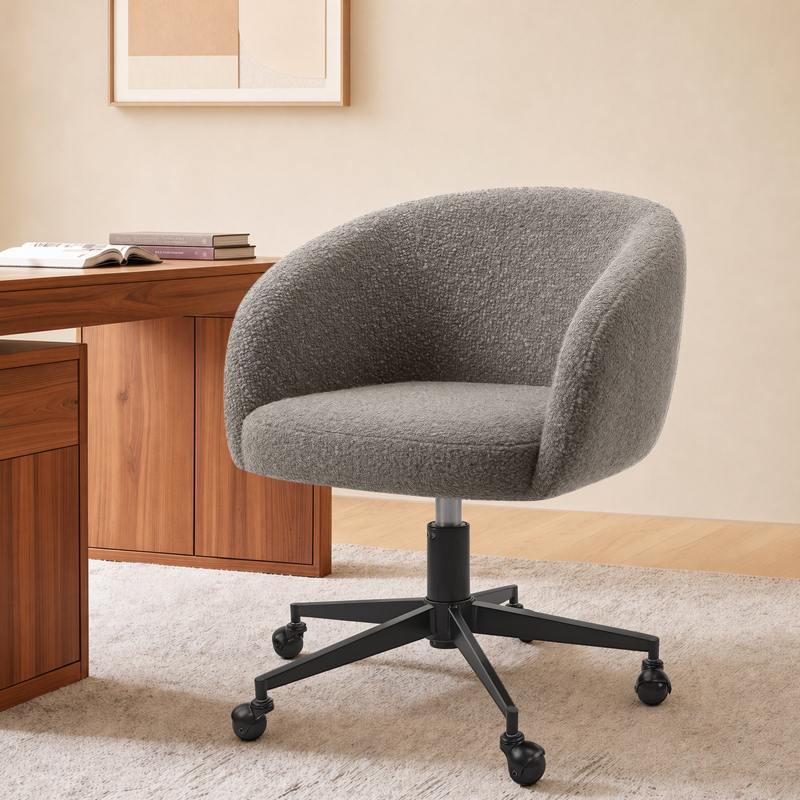 Bouclé Office Chair, Tan