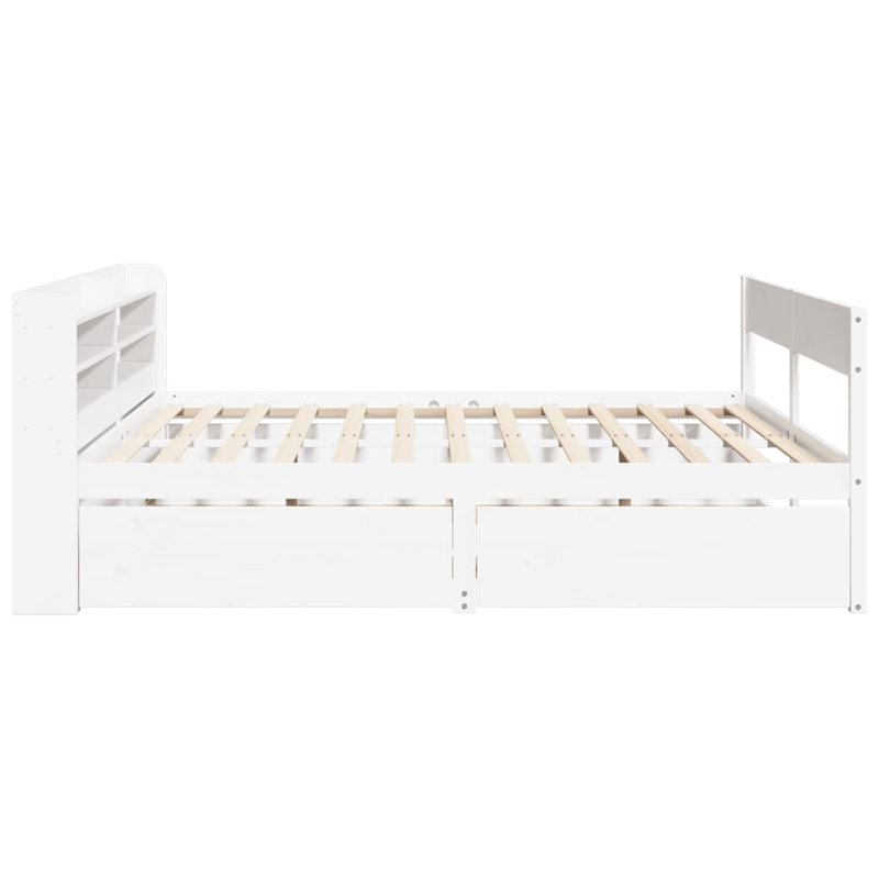 Deerfin Solid Wood Storage Bed, White, Super King (6')