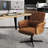 Modern Home Office Desk and Swivel Chair Set – 63" Desk Top with Wave Edge & Adjustable Fabric Upholstered Chair-112320742