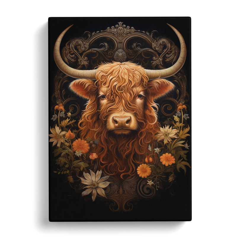 Highland Cow Baroque - Print, 60cm H x 40cm W x 3cm D