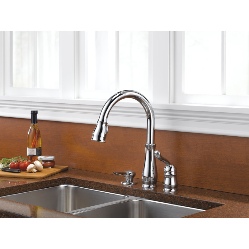 Leland Pull Down Single Handle Kitchen Faucet With Accessories, Chrome