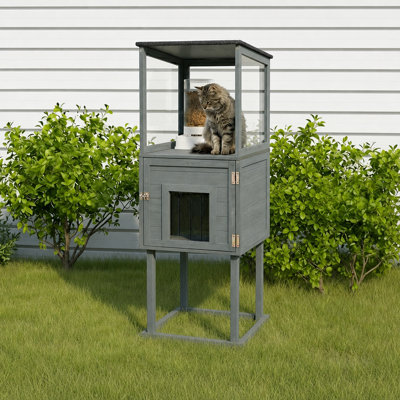 Poste d'alimentation extérieur pour chat, abri pour chat sauvage résistant aux intempéries