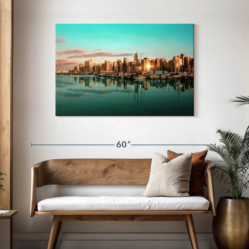 Nicci Vancouver Skyline au coucher du soleil, H 30 po x l 45 po