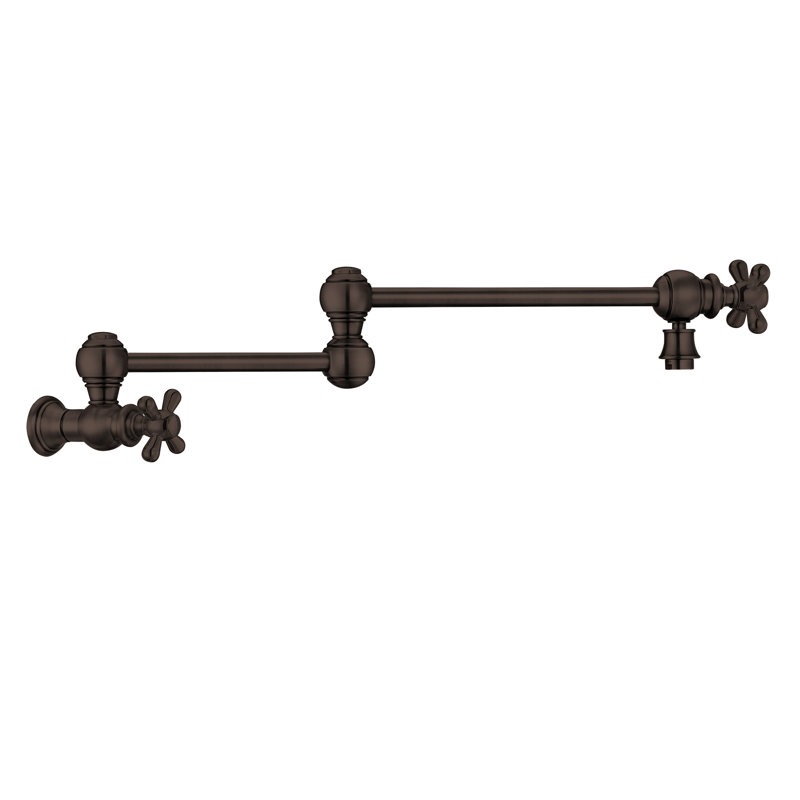 Whitehaus Collection Wall Mount Retractable Swing Spout Pot Filler, Oil Rubbed Bronze, Cross