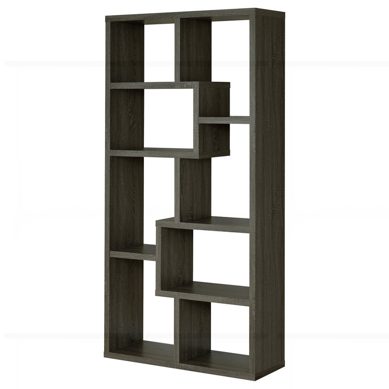 Bibliothèque géométrique en bois massif, Gris