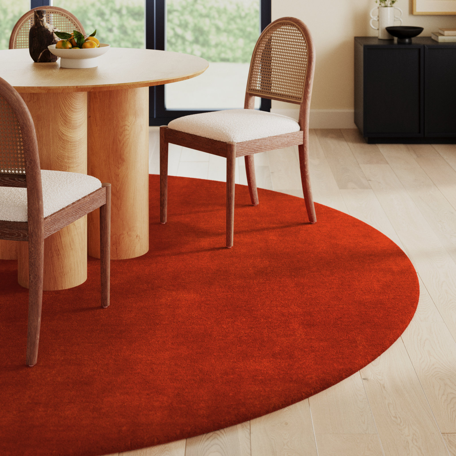 Clio Hand-Woven Red Wool Rug, Round 6'