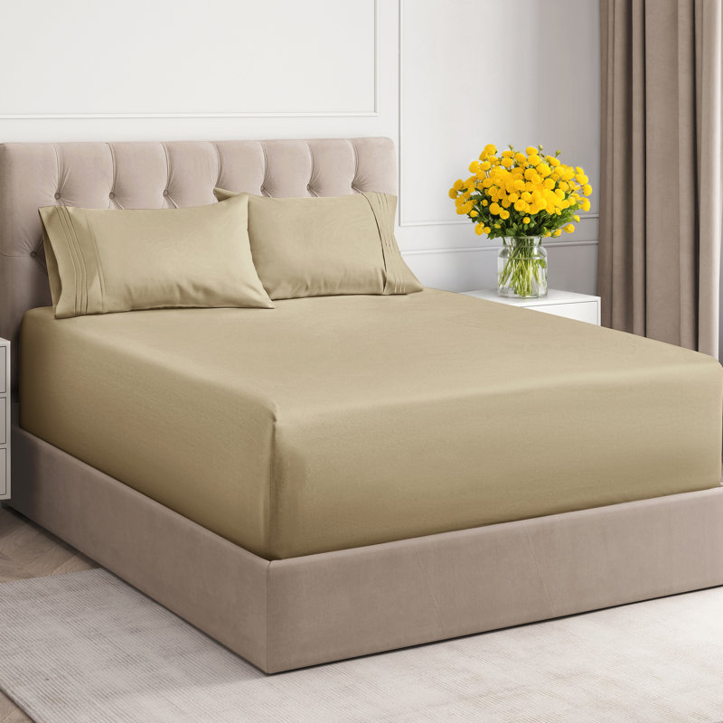 6 Piece Sheet Set, Soft Cooling Bed Sheets, Breathable & Wrinkle Free, Hotel Luxury Bedding, Cream