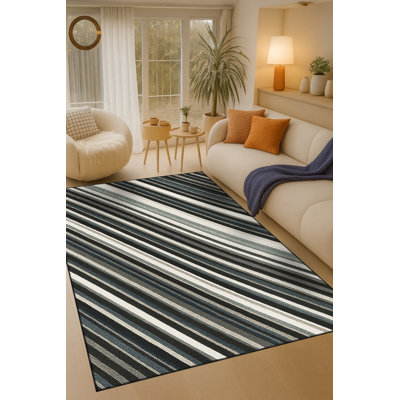 Tapis vert tissé à rayures Mosso