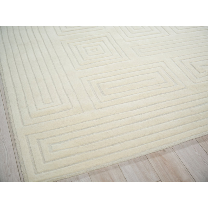 Teton Handmade New Zealand Wool Silver/Ivory Area Rug, Rectangle 8' x 10'