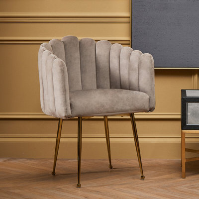 Aili 52cm H Polyester Blend Upholstered Armchair in Gold