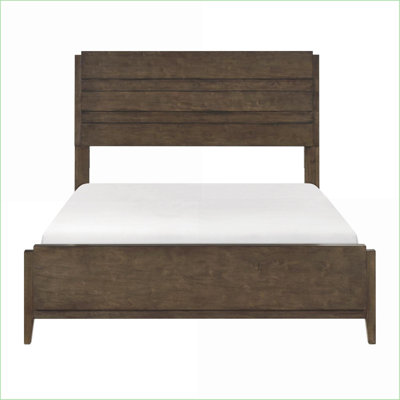 Structure de lit grand format en bois d'hévéa massif - Finition noyer foncé, durable pour la chambre principale / chambre d'amis