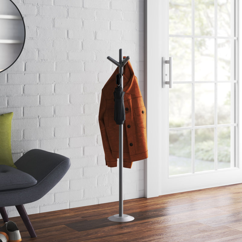 Blizon Freestanding 3 - Hook Coat Rack, Silver