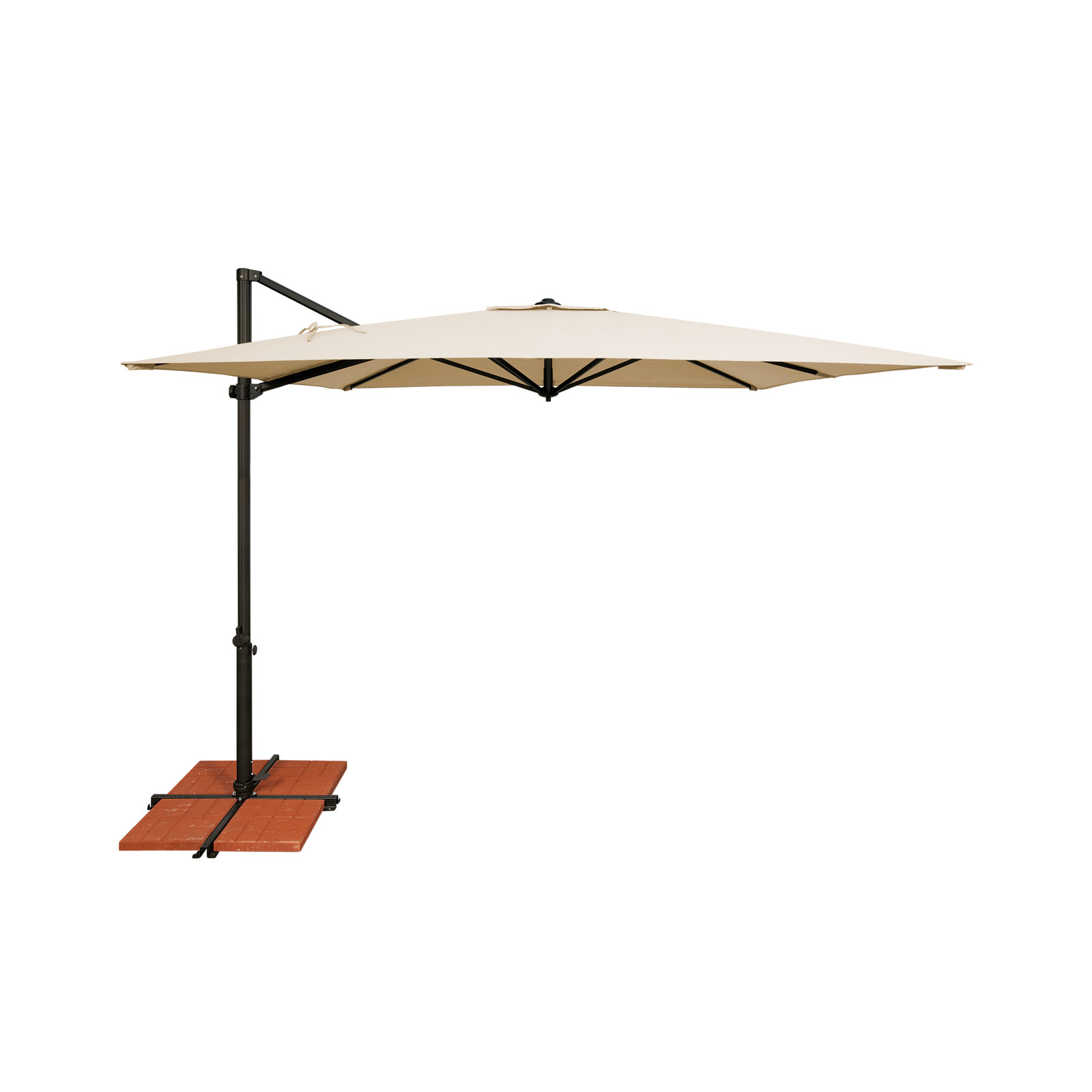 Cora 103.2" Square Cantilever Umbrella, Black, Flax