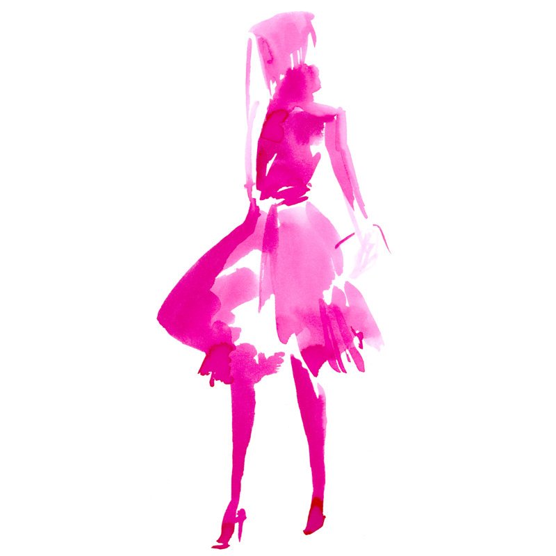 Fuchsia Street Fashion IV by Jennifer Paxton Parker - Wrapped Canvas Painting, 91 cm H x 61 cm W, Wrapped Canvas