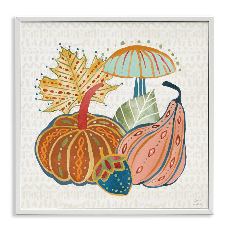 «Harvest Whimsy Gourds», art de la giclée encadrée par Dina June, Estampe numérique encadrée blanc bord de mer