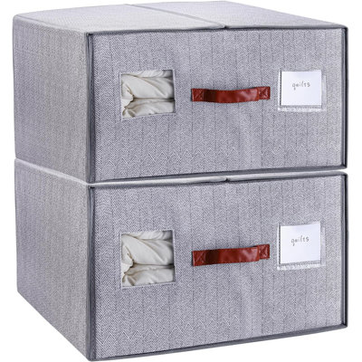 Ensemble de 2 grands sacs de rangement pliables robustes 70L avec murs renforcés et fenêtre transparente, 21 po x 18 po x 11 po