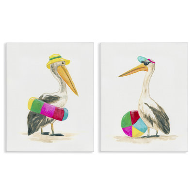 «Pelicans & Beach Floats On Canvas» par June Erica Vess