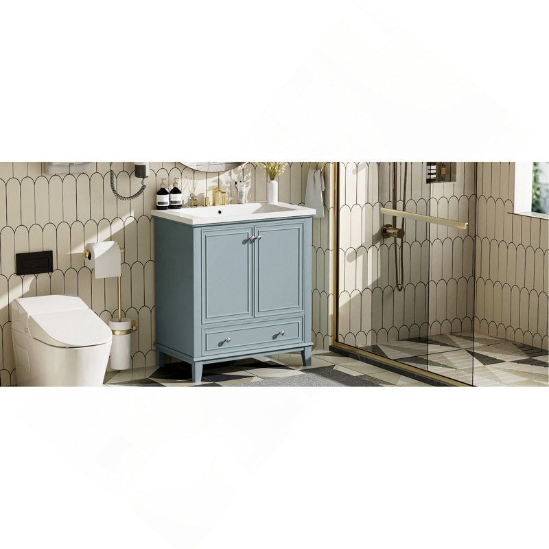 Meuble-lavabo élégant avec rangement fonctionnel et matériaux de qualité supérieure, Vert