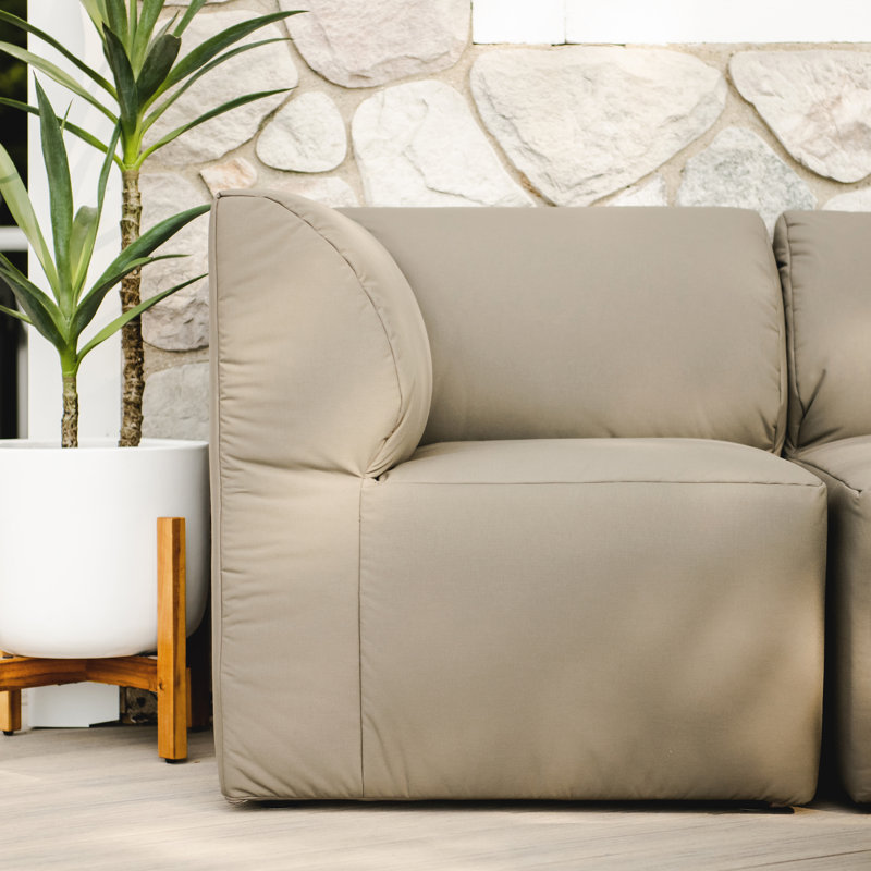 Gray and White Molded Core Patio Corner Chair