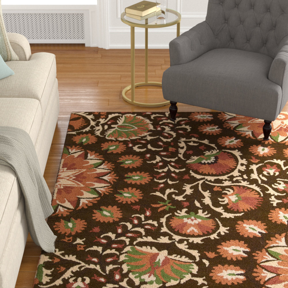 Aberdeenshire Hand-Tufted Wool Brown Area Rug Charlton Home® Rug 