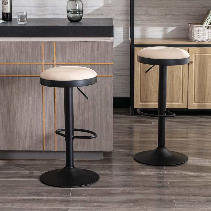 Reld Swivel Adjustable Height Stool, Beige