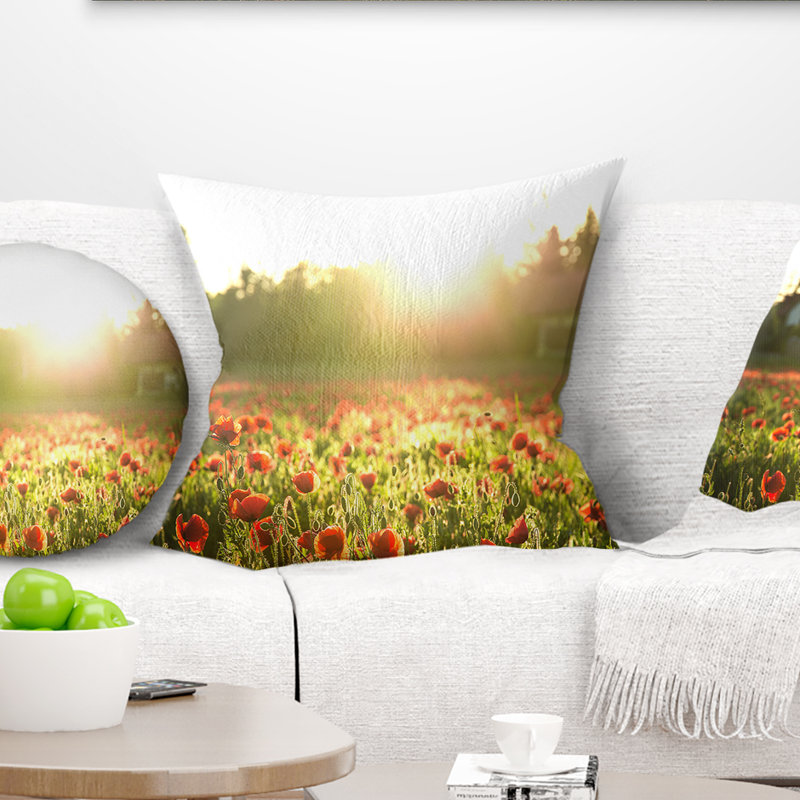 Coussin Poppy Field, 16 po x 16 po, Coussin décoratif
