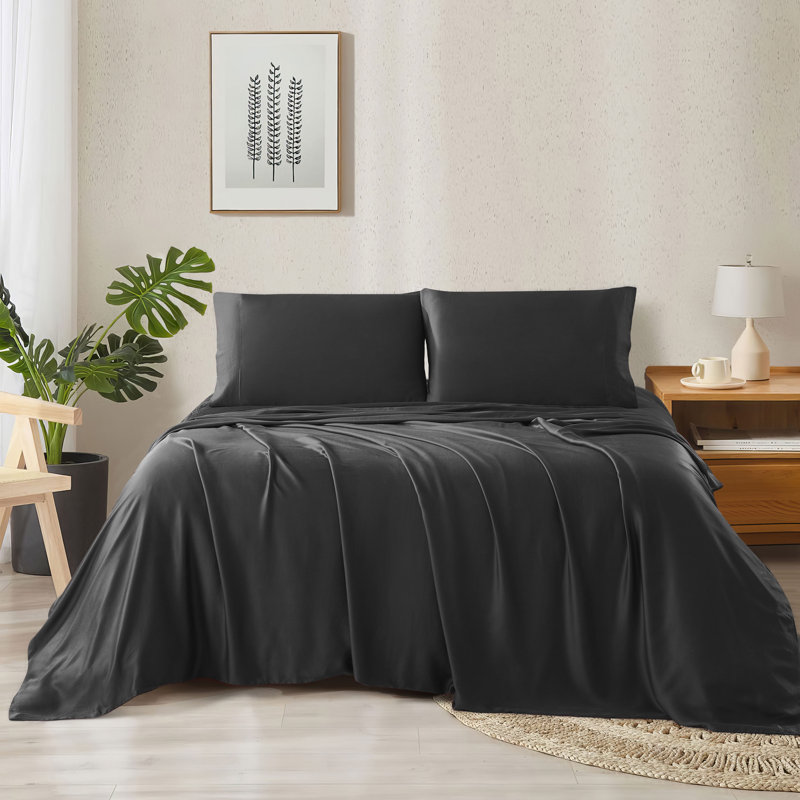 Rayon Flatweave Duvet Cover, Black