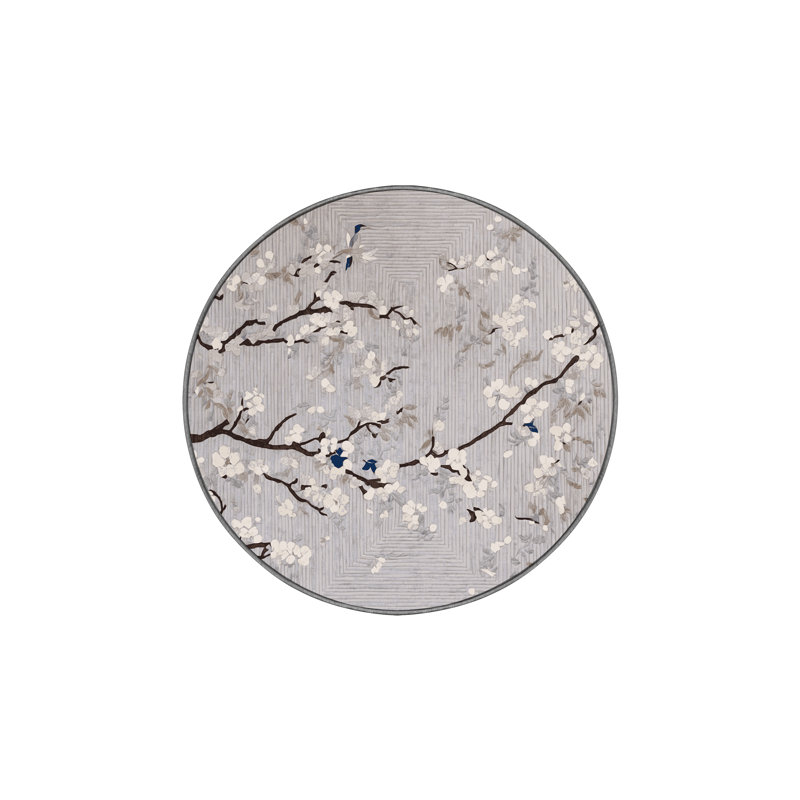Machine Washable Gray Area Rug, Round 5'