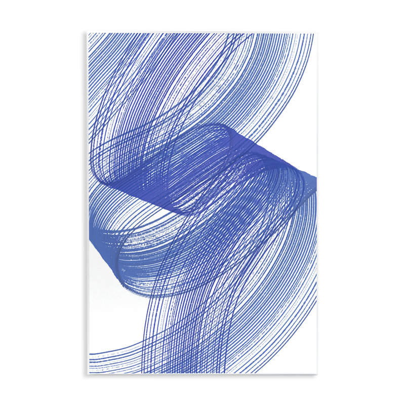 Plaque murale bleue avec lignes bleues, design par Martina Pavlova, 15 x 10