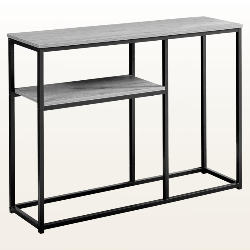 Table d'appoint Auroris à finition en bois gris avec pieds en métal noir, H 31,83 po x l 41,88 po x P 11,78 po