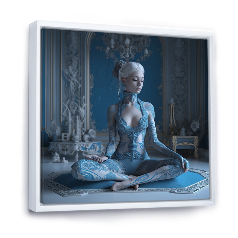 Spiritual Elegance Yogini Goddess Meditation I - reproduction sur toile, 36" H x 36" W, Cadre flottant blanc