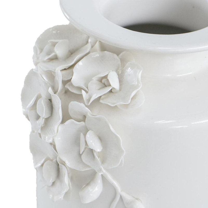 Off White Ceramic Table Vase, 8.8" H x 7.9" W x 7.3" D