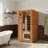 1‑Person Indoor Low EMF Infrared Sauna with 6 Mica Heaters, Bluetooth & Chromotherapy Lights, equipped with a temperature controller and internal cup holder