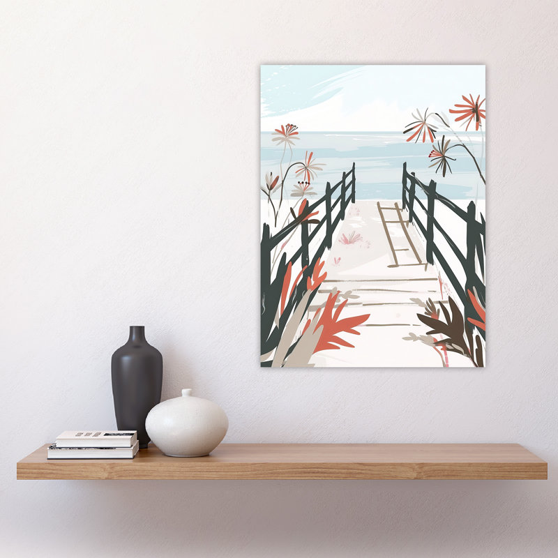 Beach Trail Soft Pastel Boho Floral Wall Art Print